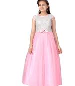Pink plain polyester kids-girl-gowns