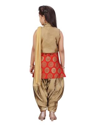 Red plain silk girls-top-bottom 4