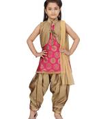 Pink plain silk girls-top-bottom