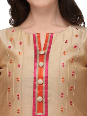 Beige embroidered viscose long-kurtis 3