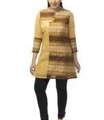 Light-yellow embroidered viscose short-kurtis