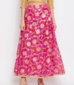 Magenta printed silk skirts