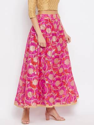 Magenta printed silk skirts 2