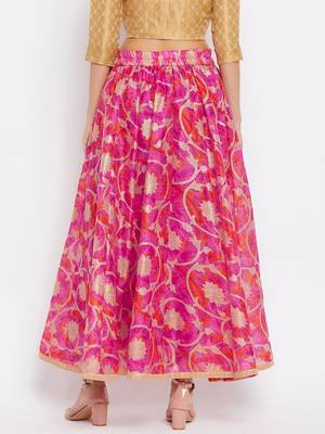 Magenta printed silk skirts 3