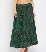 Green printed rayon skirts