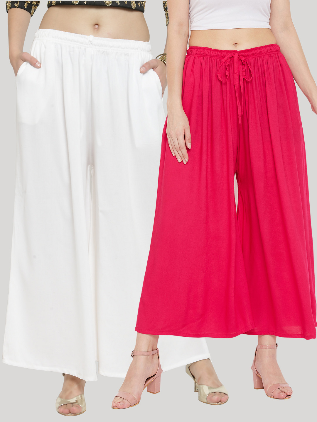 Multicolor plain rayon palazzo-pants 