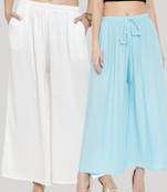 Multicolor plain rayon palazzo-pants