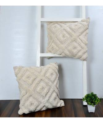 Cotton Canvas Tufted Cushion Cover  Diamond  16 Inches  Pack of 1 1