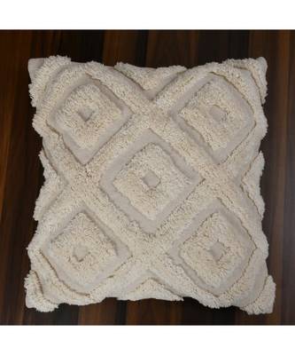 Cotton Canvas Tufted Cushion Cover  Diamond  16 Inches  Pack of 1 2