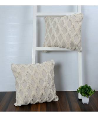 Cotton Canvas tufted Cushion Cover  Zigzag  18x18 Inches  Pack of 1 1