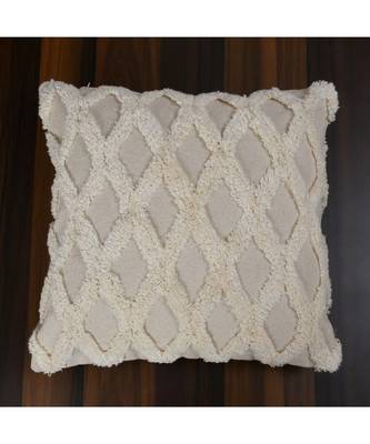 Cotton Canvas tufted Cushion Cover  Zigzag  18x18 Inches  Pack of 1 2