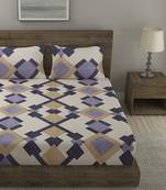 beige PRINTED 210 TC Cotton 1 King Bedsheet with 2 Pillow Covers