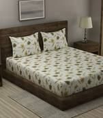 lemon FLORAL 210 TC Cotton 1 King Bedsheet with 2 Pillow Covers