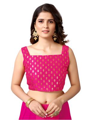 Pink woven chiffon saree with blouse 5