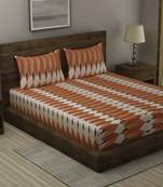 rust PRINTED 330 TC Cotton 1 King Bedsheet with 2 Pillow Covers