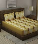 yellow PRINTED 330 TC Cotton 1 King Bedsheet with 2 Pillow Covers