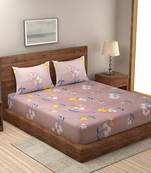 PINK FLORAL 210 TC Cotton 1 King Bedsheet with 2 Pillow Covers