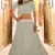 Light-green thread embroidery crepe semi stitched lehenga