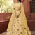 Yellow thread embroidery organza semi stitched lehenga