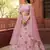 Pink thread embroidery organza semi stitched lehenga