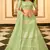 Light-green thread embroidery organza semi stitched lehenga