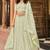 Light-green thread embroidery organza semi stitched lehenga