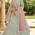 Light-turquoise thread embroidery crepe semi stitched lehenga
