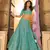 Dark-turquoise thread embroidery organza semi stitched lehenga