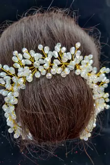 White metallic Hair Comb