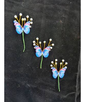 Blue metallic Hair Pins Butterfly 1