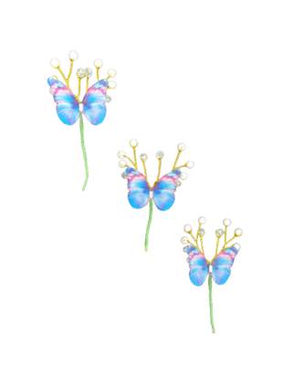 Blue metallic Hair Pins Butterfly 3