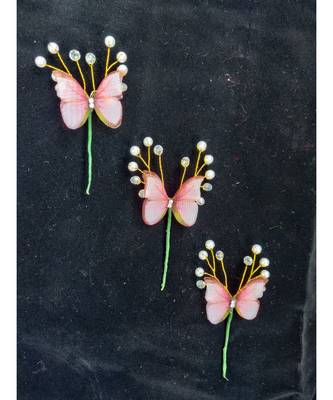 Pink metallic Hair Pins Butterfly 1