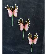 Pink metallic Hair Pins Butterfly