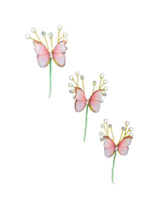 Pink metallic Hair Pins Butterfly 3