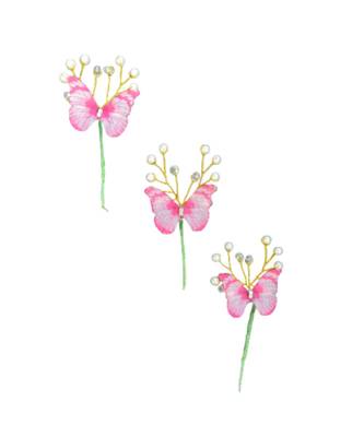 Pink metallic Hair Pins Butterfly 3