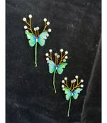 Green metallic Hair Pins Butterfly