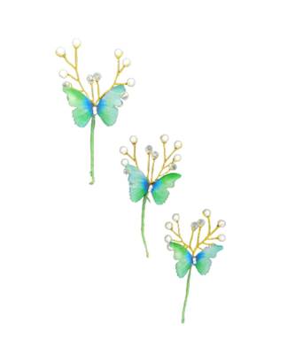 Green metallic Hair Pins Butterfly 3