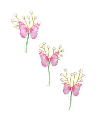 Pink metallic Hair Pins Butterfly 3