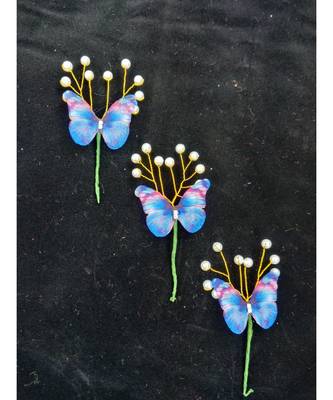 Blue metallic Hair Pins Butterfly 1
