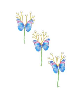 Blue metallic Hair Pins Butterfly 3