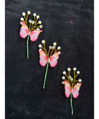 Pink metallic Hair Pins Butterfly 1