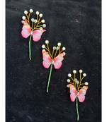 Pink metallic Hair Pins Butterfly