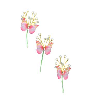 Pink metallic Hair Pins Butterfly 3