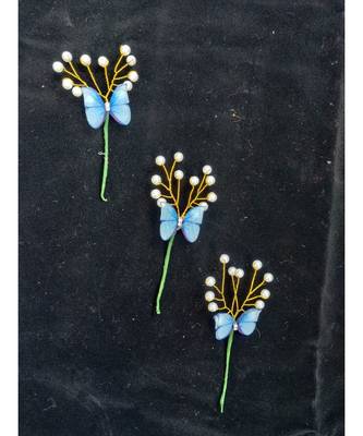 Blue metallic Hair Pins Butterfly 1