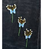Blue metallic Hair Pins Butterfly
