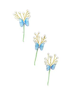 Blue metallic Hair Pins Butterfly 3