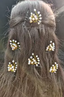 White metallic Hair Pins Butterfly