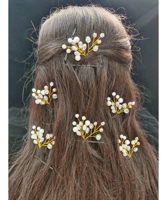 White metallic Hair Pins Butterfly 2