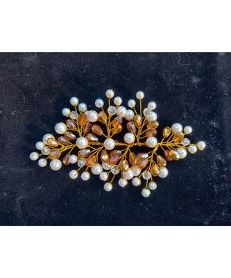 Mustard metallic Hair Brooch 1