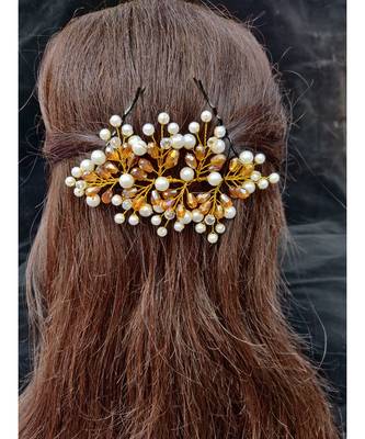 Mustard metallic Hair Brooch 2